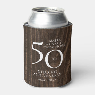 50th Wedding Anniversary Rustic Wood Can Cooler