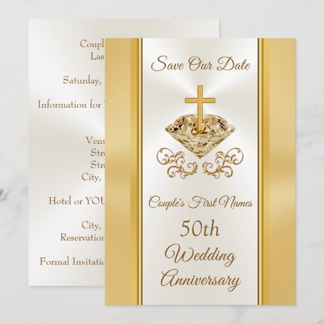 50th Wedding Anniversary Save the Date Cards (Front/Back)