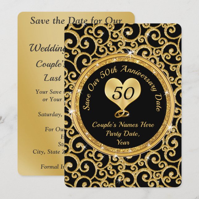 50th Wedding Anniversary Save the Date Cards (Front/Back)