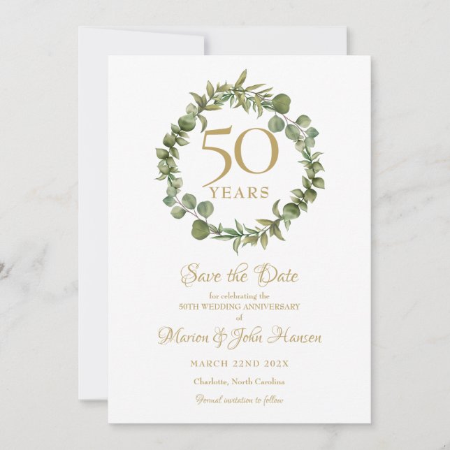 50th Wedding Anniversary Save the Date Garland  Invitation (Front)