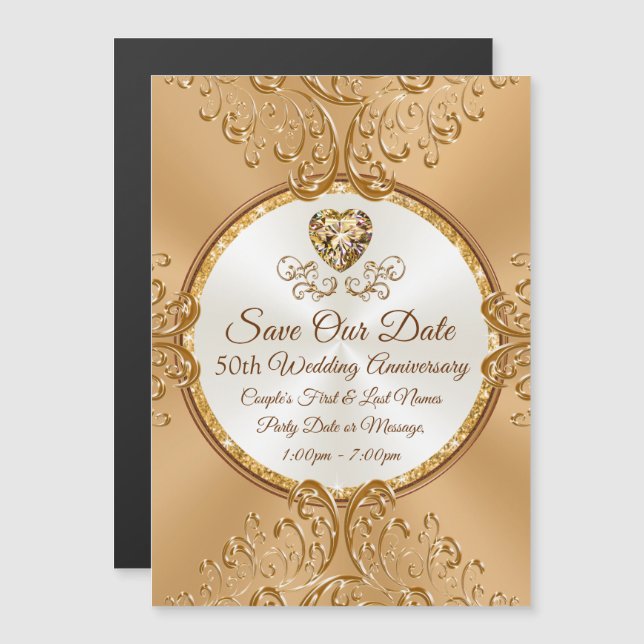50th Wedding Anniversary Save the Date Magnets (Front/Back)