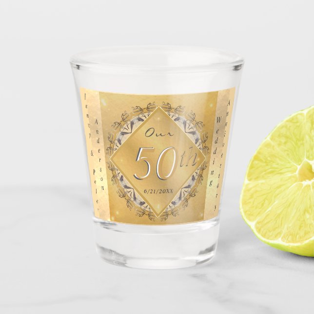 50th Wedding Anniversary Shot glass (Front)