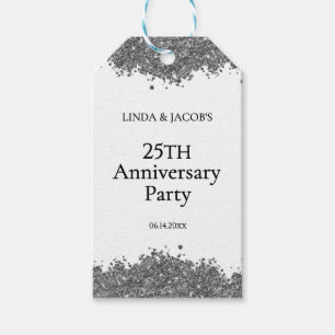 50th Wedding Anniversary Silver Faux Glitter  Gift Tags