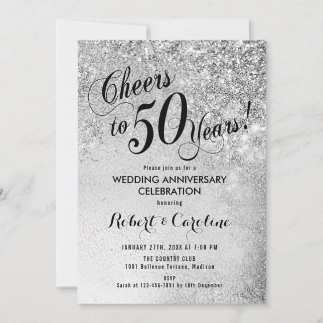 50th Wedding Anniversary Silver Invitation (Front)
