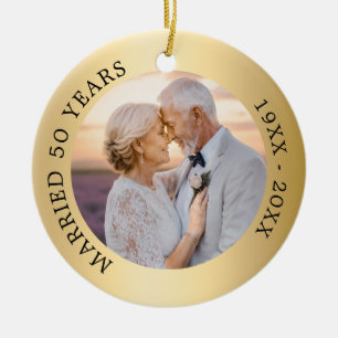 50th wedding anniversary silver photo ceramic tree decoration
