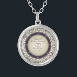 50th Wedding Anniversary Silver Plated Necklace<br><div class="desc">50th Wedding Anniversary Pattern in Gold</div>