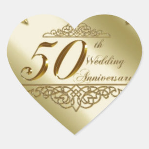 50TH WEDDING ANNIVERSARY SOUVENIRS HEART STICKER