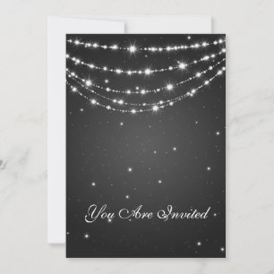 50th Wedding Anniversary Sparkling Chain Black Invitation