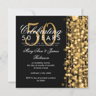 50th Wedding Anniversary Sparkling Glam Gold Invitation