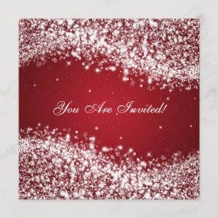 50th Wedding Anniversary Sparkling Wave Red Invitation