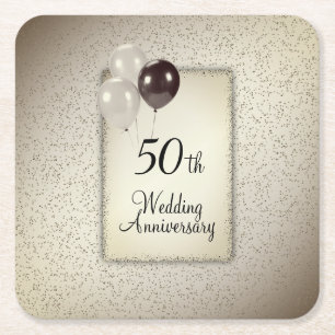 50th Wedding Anniversary  Square Paper Coaster