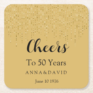 50th Wedding Anniversary Square Paper Coaster