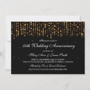 50th Wedding Anniversary Star Confetti Gold Invitation