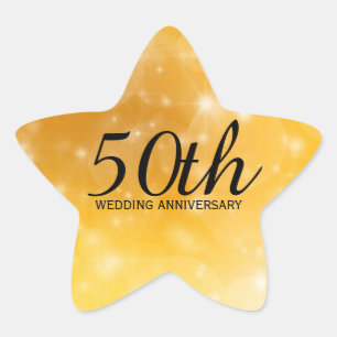 50th Wedding Anniversary Star-Shaped Gold Sticker