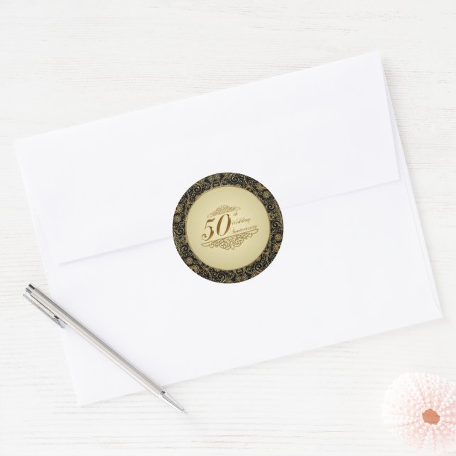 50th Wedding Anniversary Sticker (Envelope)