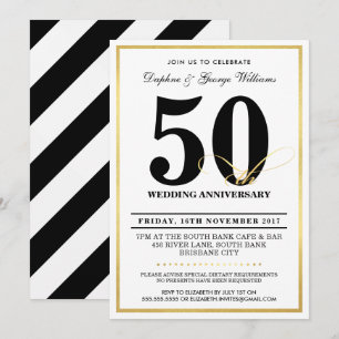 50TH WEDDING ANNIVERSARY stylish gold INVITES