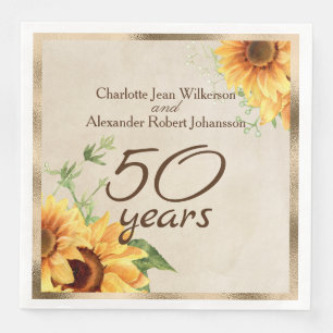 50th Wedding Anniversary Sunflowers Napkin
