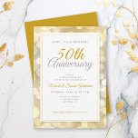 50th Wedding Anniversary Surprise | Gold Bokeh Invitation<br><div class="desc">This stylish surprise 50th Wedding Anniversary Celebration invitation features a gold and silver Bokeh border. Custom text allows you to add your invitation details.</div>