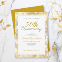 50th Wedding Anniversary Surprise | Gold Bokeh