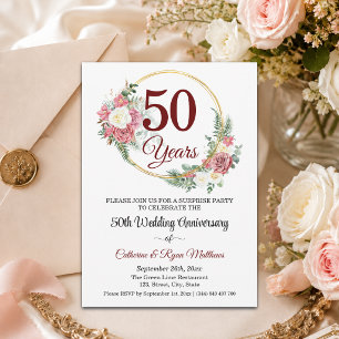 50th Wedding Anniversary Surprise Party Floral Invitation