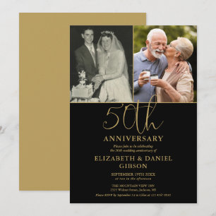 50th Wedding Anniversary Then And Now 2 Photo Invitation