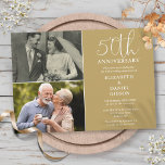 50th Wedding Anniversary Then And Now 2 Photo Invitation<br><div class="desc">An elegant 50th wedding anniversary invitation,  featuring 2 special photos and stylish typography on a gold background. Designed by Thisisnotme©</div>