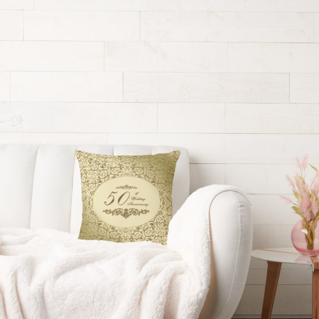 50th Wedding Anniversary Throw Pillow (Couch)