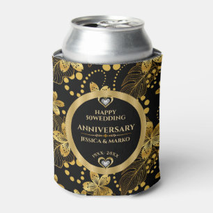 50th Wedding Anniversary Tropical leaves Can Cooler