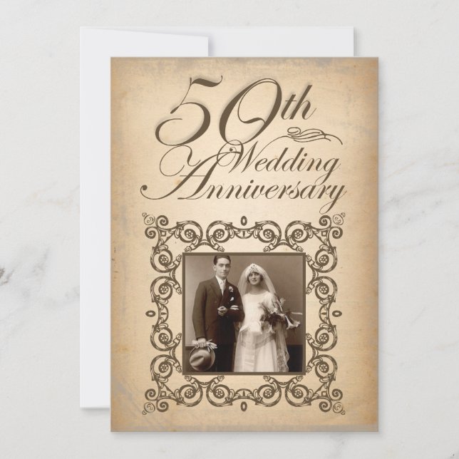 50th wedding anniversary vintage invitation (Front)