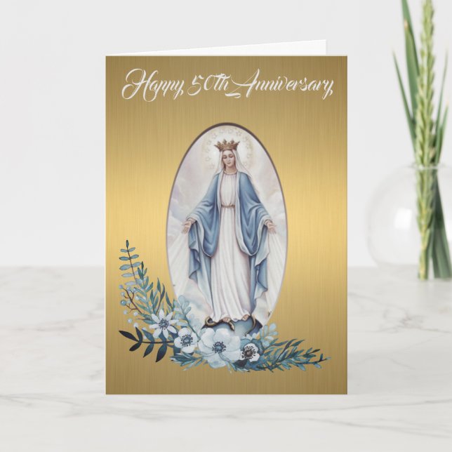 50th Wedding Anniversary | Virgin Mary |Gold Card (Front)