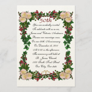 50th Wedding anniversary vow renewal invitation