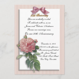 50th Wedding anniversary vow renewal pink rose Invitation