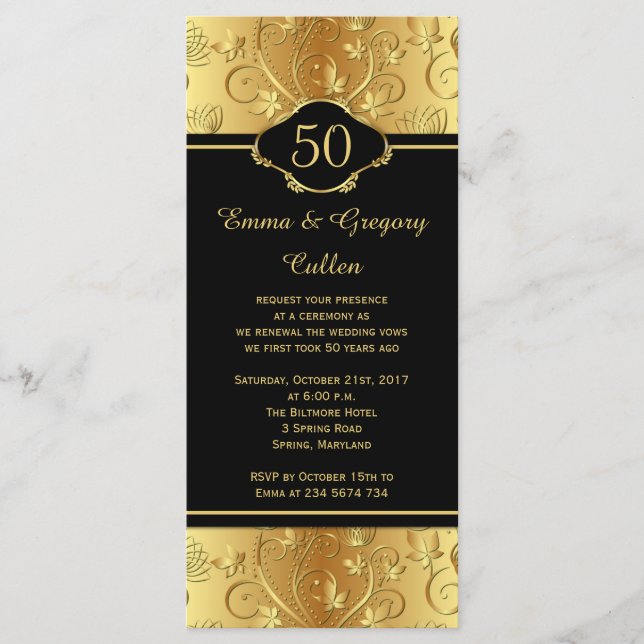 50th Wedding Anniversary Vows Renewal Program Programme (Front)