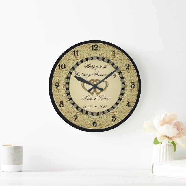 50th Wedding Anniversary Wall Clock (Home)