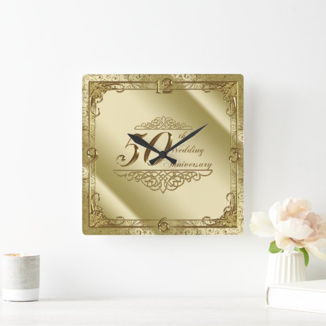 50th Wedding Anniversary Wall Clock (Home)