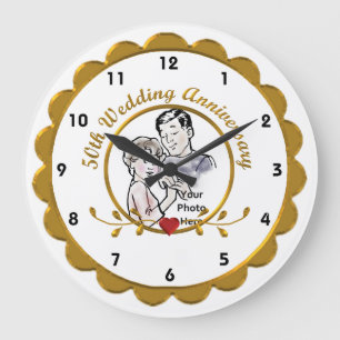 50th  Wedding Anniversary Wall Clock