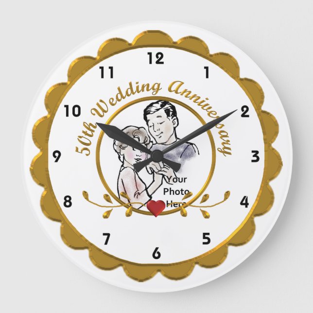 50th  Wedding Anniversary Wall Clock (Front)