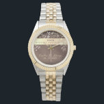 50th Wedding Anniversary Watch<br><div class="desc">Elegant,  luxury,  modern,  adorable,  unique golden watch personalised 50th Wedding anniversary gift for couple,  with names,  date,  romantic string lights and floral lace.</div>