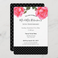 50th Wedding Anniversary Watercolor Pink Rose