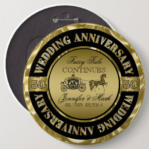 50th Wedding Anniversary-Wedding Horse & Carriage 6 Cm Round Badge