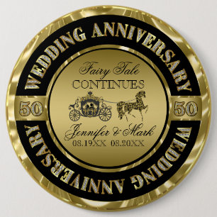50th Wedding Anniversary-Wedding Horse & Carriage 6 Cm Round Badge