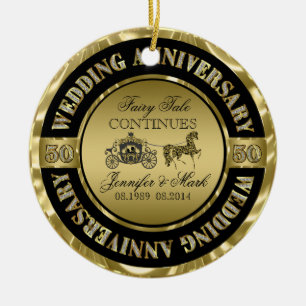 50th Wedding Anniversary-Wedding Horse & Carriage Ceramic Tree Decoration