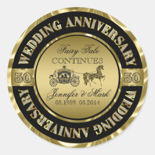 50th Wedding Anniversary-Wedding Horse & Carriage Classic Round Sticker