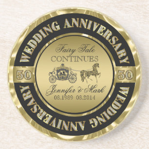 50th Wedding Anniversary-Wedding Horse & Carriage Coaster