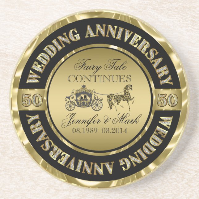 50th Wedding Anniversary-Wedding Horse & Carriage Coaster (Front)