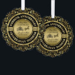 50th Wedding Anniversary-Wedding Horse & Carriage Tree Decoration Card<br><div class="desc">Glamourous,  elegant 50th wedding anniversary commemorative plate. Black and gold with diamond accents. Wedding horse and carriage and black and gold. Customisable text. The fairy tale continues.</div>