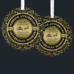 50th Wedding Anniversary-Wedding Horse & Carriage Tree Decoration Card<br><div class="desc">Glamourous,  elegant 50th wedding anniversary commemorative plate. Black and gold with diamond accents. Wedding horse and carriage and black and gold. Customisable text. The fairy tale continues.</div>