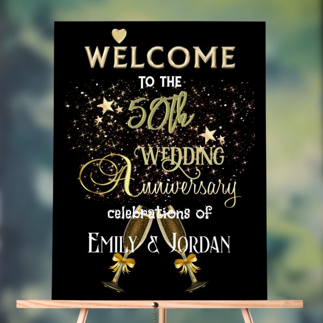 50th Wedding Anniversary Welcome Sign (Neutral)