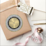50th wedding Anniversary white diamonds & gold Rou Classic Round Sticker<br><div class="desc">Elegant 50th wedding anniversary design with an image of gold and white sparkling diamonds background.</div>