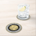 50th wedding Anniversary white diamonds & gold Round Paper Coaster<br><div class="desc">Elegant 50th wedding anniversary design with an image of gold and white sparkling diamonds background.</div>